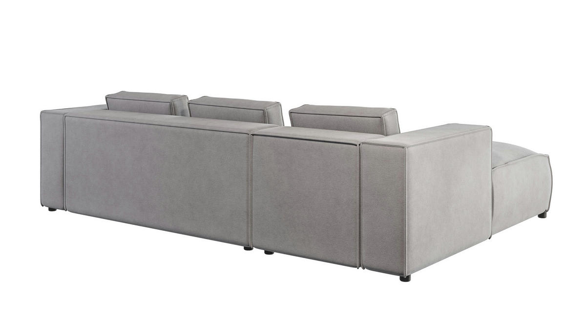 ECKSOFA Zenith Grau Luxusmicrofaser, Ottomane links - Schwarz/Grau, Holz/Kunststoff (262/176cm) - S-Style Möbel