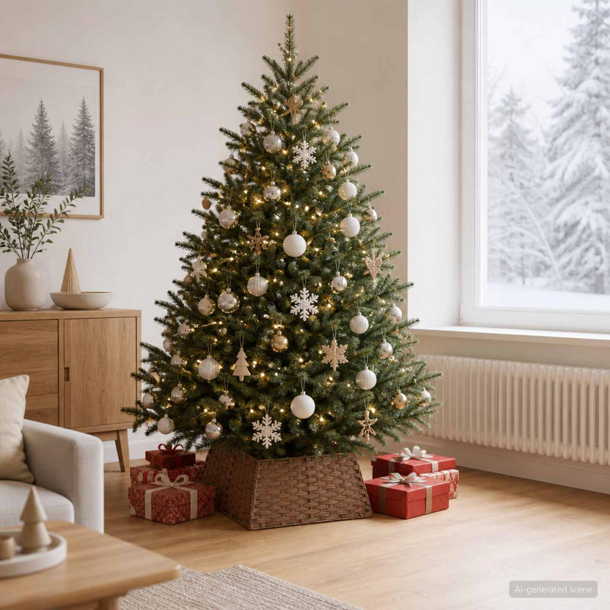 WEIHNACHTSBAUMKRAGEN 60/60/28 cm Braun Poly-Rattan - Braun, Holzwerkstoff (60/28/60cm) - vidaXL