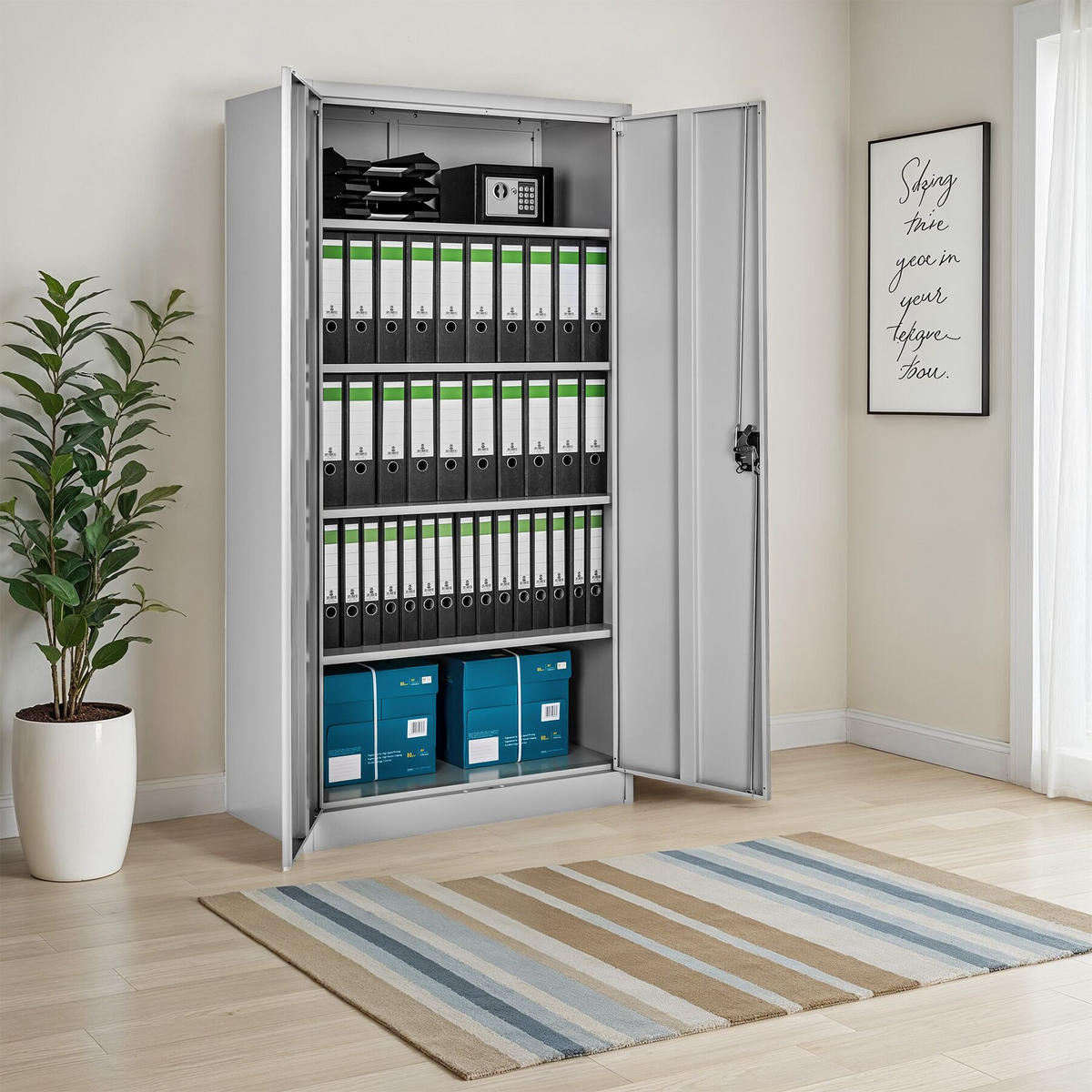 AKTENSCHRANK Blain,180 x 80 x 40 cm,grau - Grau, Metall (40/180/80cm) - tectake
