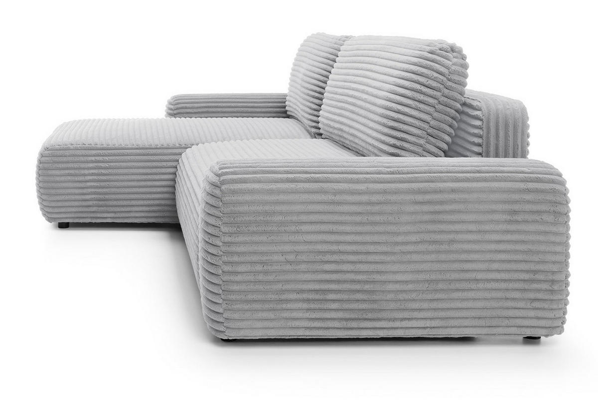 ECKSOFA 260 cm Cantara mit Cordstoff, Bettkasten, Links, Grau - Grau, Holz (264/162cm) - Emporius
