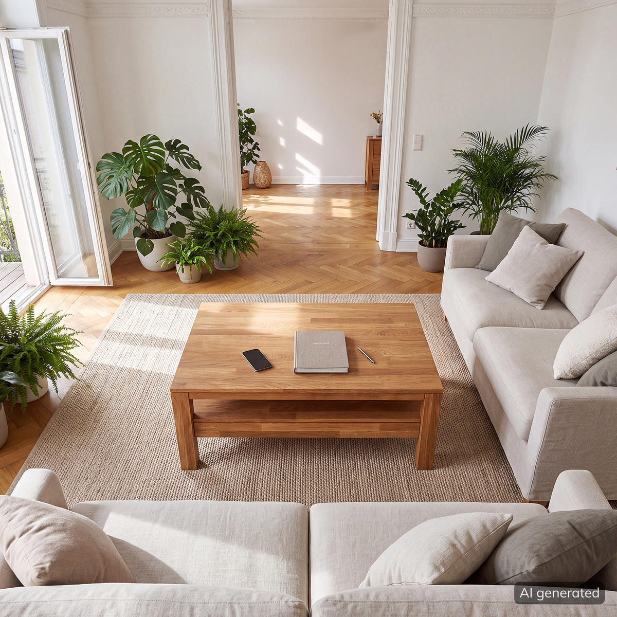 COUCHTISCH - Massivholz - Eichefarben, Holz (70/110/47cm) - home24