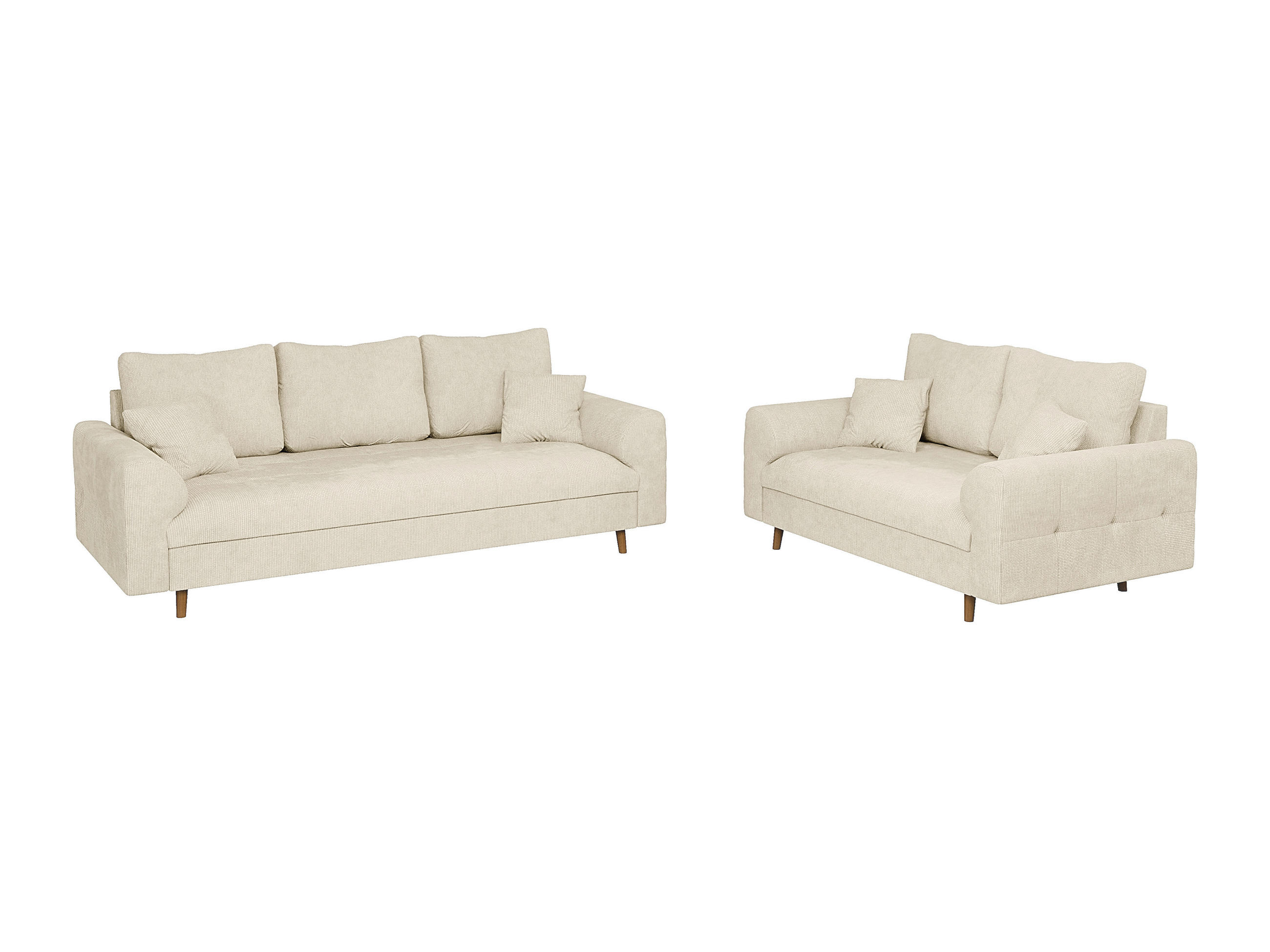 SITZGARNITUR 3+2 Sigurd Beige Chenille - Beige/Braun, Holz/Textil (210/81/93cm) - S-Style Möbel