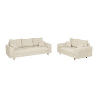 SITZGARNITUR 3+2 Sigurd Beige Chenille - Beige/Braun, Holz/Textil (210/81/93cm) - S-Style Möbel