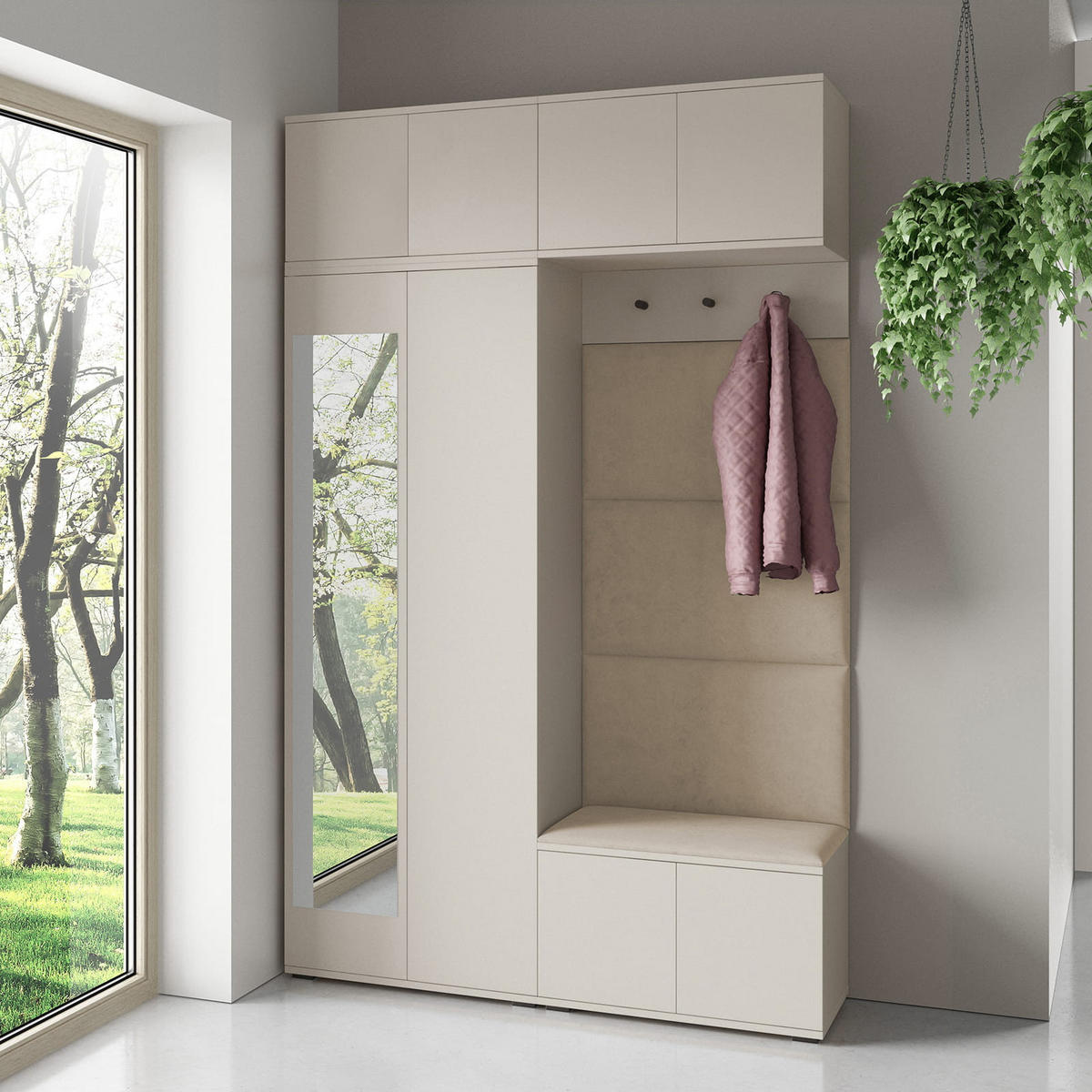 GARDEROBE NAPOLI 1 Flur und Eingangsbereich BEIGE - Beige, Holzwerkstoff (140/225/40cm) - Jerpax