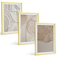BILDER SET 3er Set - 40x60 cm Goldrahmen - Abstrakte Muster beige weiß - Goldfarben, Kunststoff (40/60cm) - TULUP