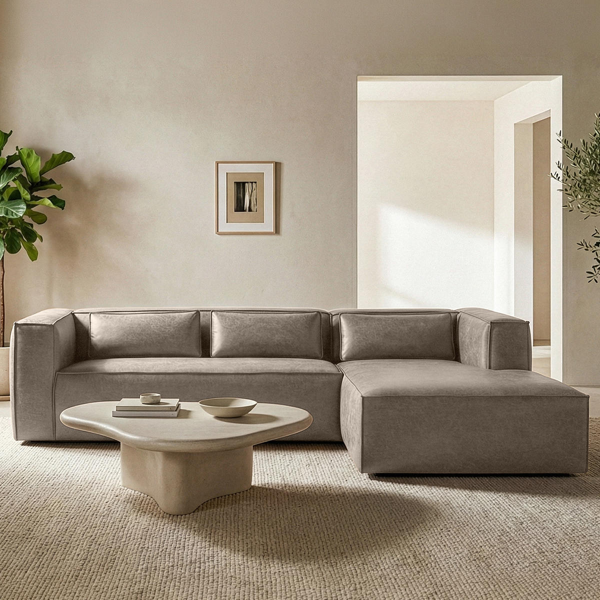ECKSOFA RECHTS FEROX, Hellgrau - Hellgrau, Holz/Holzwerkstoff (300/175cm) - KONSIMO®
