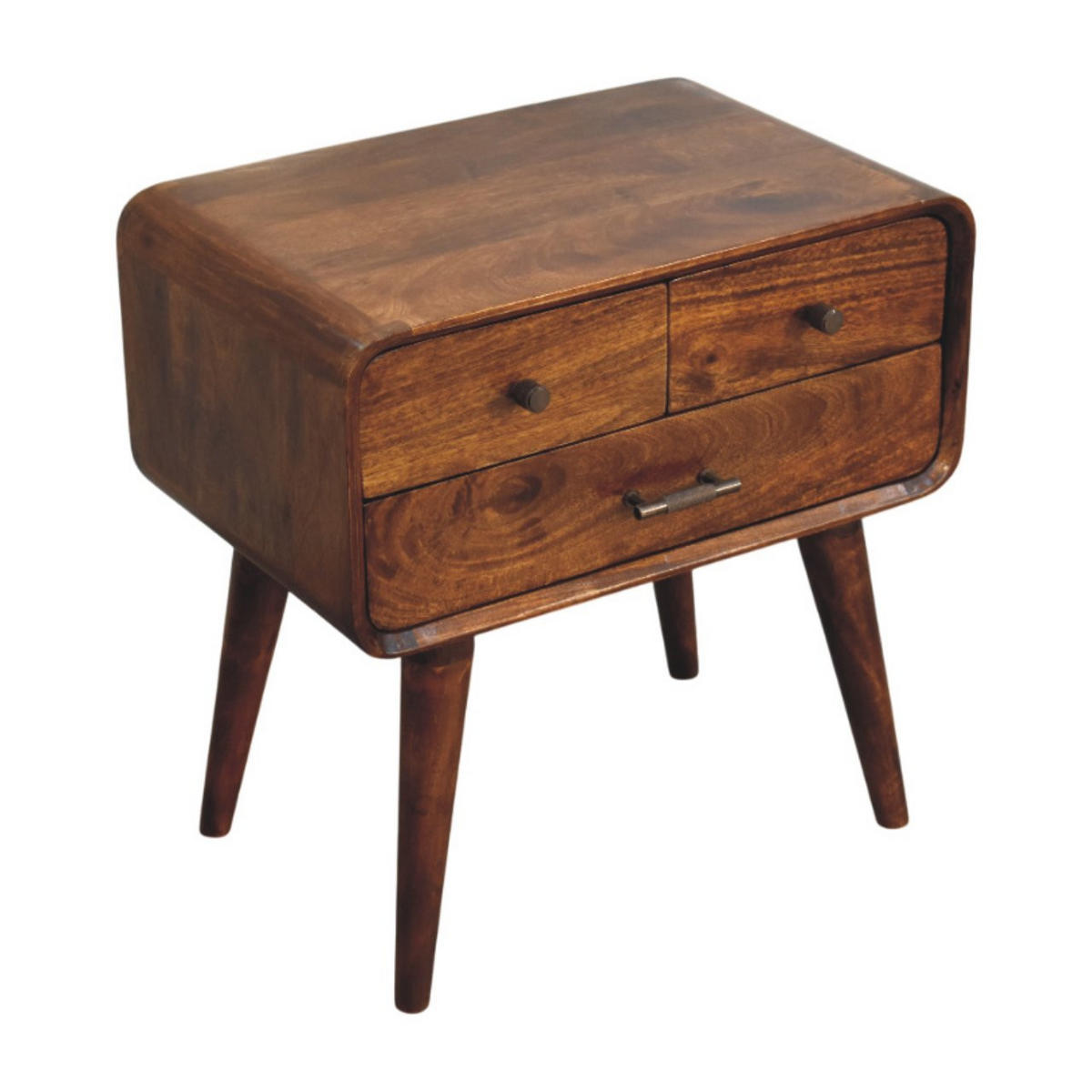 AVORA NOČNA OMARICA v kostanjevem zaključku s 3 predali - hnedá, drevo (35/55/55cm) - Artisan Furniture