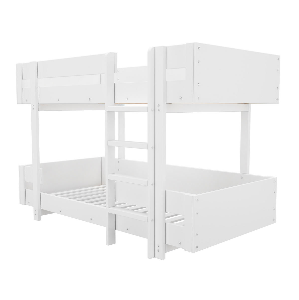 ETAGENBETT 90/200 cm Weiß mit Leiter inklusive Lattenrost aus Massivholz - Weiß, Holzwerkstoff (90/200cm) - OKWISH