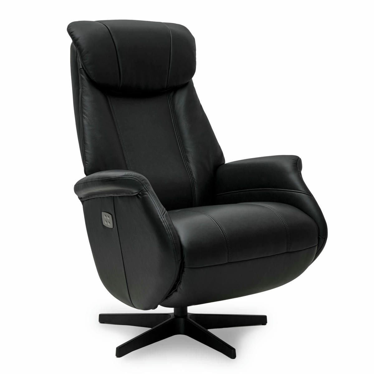 RELAXSESSEL Echtleder Schwarz - Schwarz, Leder/Metall (76/115/83cm) - Furnhouse