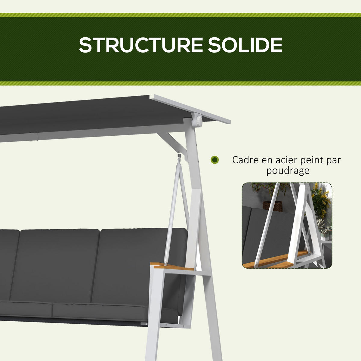 HOLLYWOODSCHAUKEL DE-15248 Dunkelgrau - Dunkelgrau, Metall (130/175/205cm) - ComfortXL