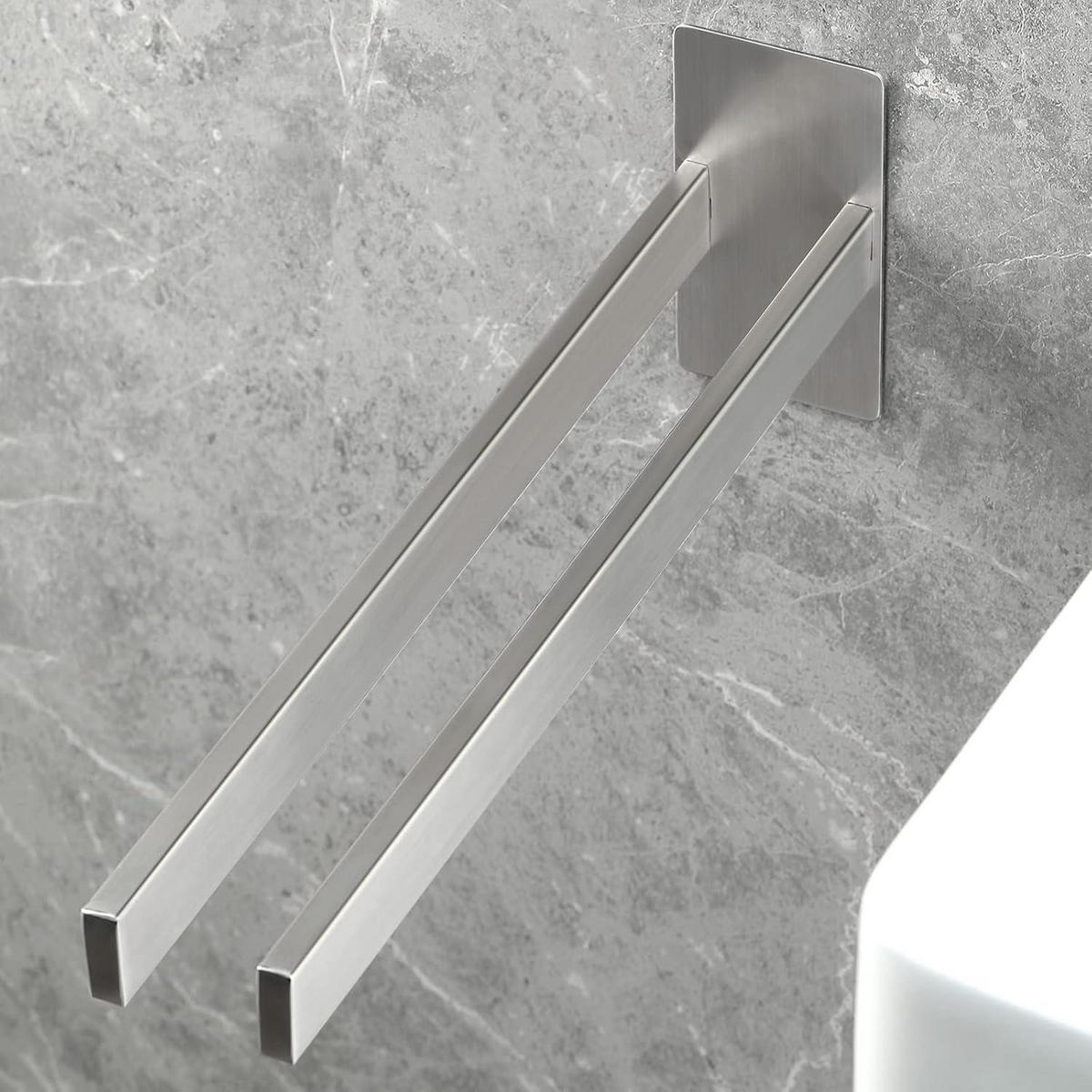 HANDTUCHSTANGE ohne Bohren 39 cm Edelstahl Gebürstet - Silberfarben, Metall (8/39/13.8cm)