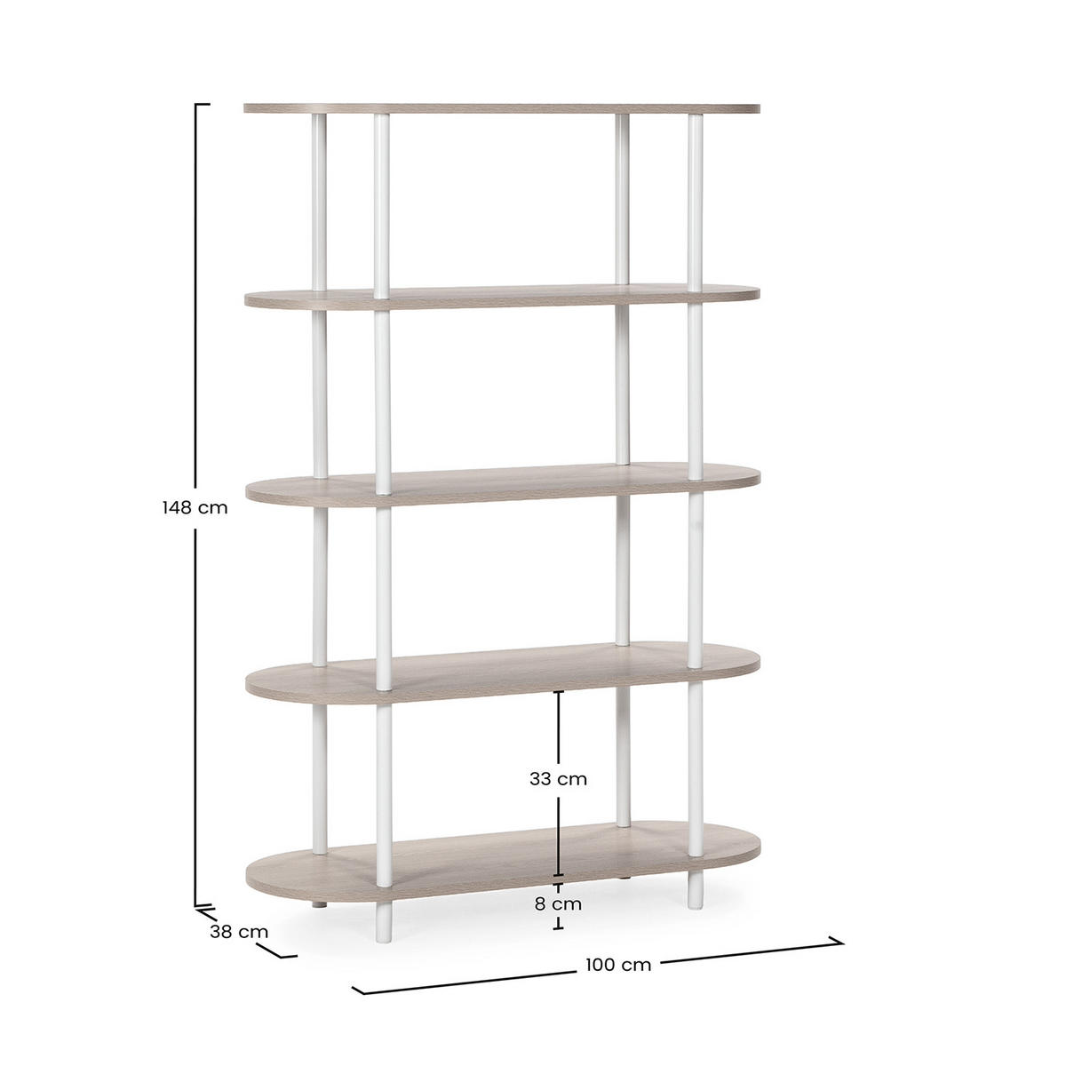 REGAL Montana 5 Regalböden Eiche-Optik/Weiß - Honigeiche/Weiß, Holzwerkstoff (100/148/38cm) - VS Venta-stock