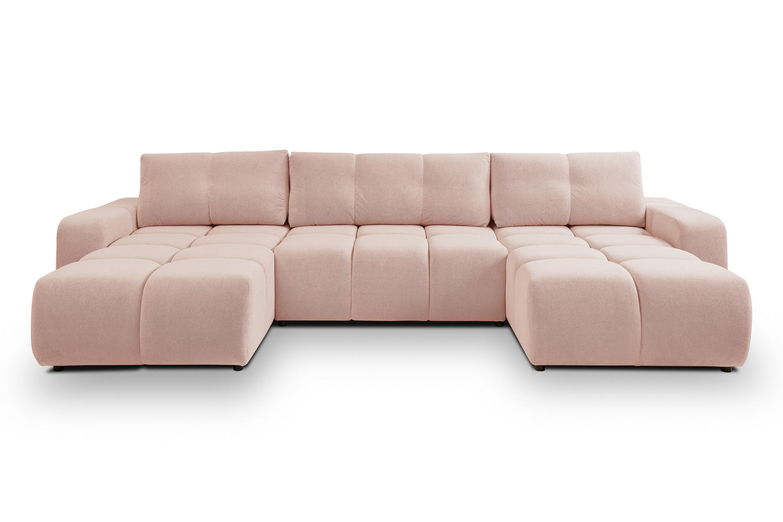 WOHNLANDSCHAFT Hosio Rosa-Creme 359/177/88 cm mit Schlaffunktion - Schwarz/Rosa, Kunststoff/Textil (359/88/177cm) - AX Living