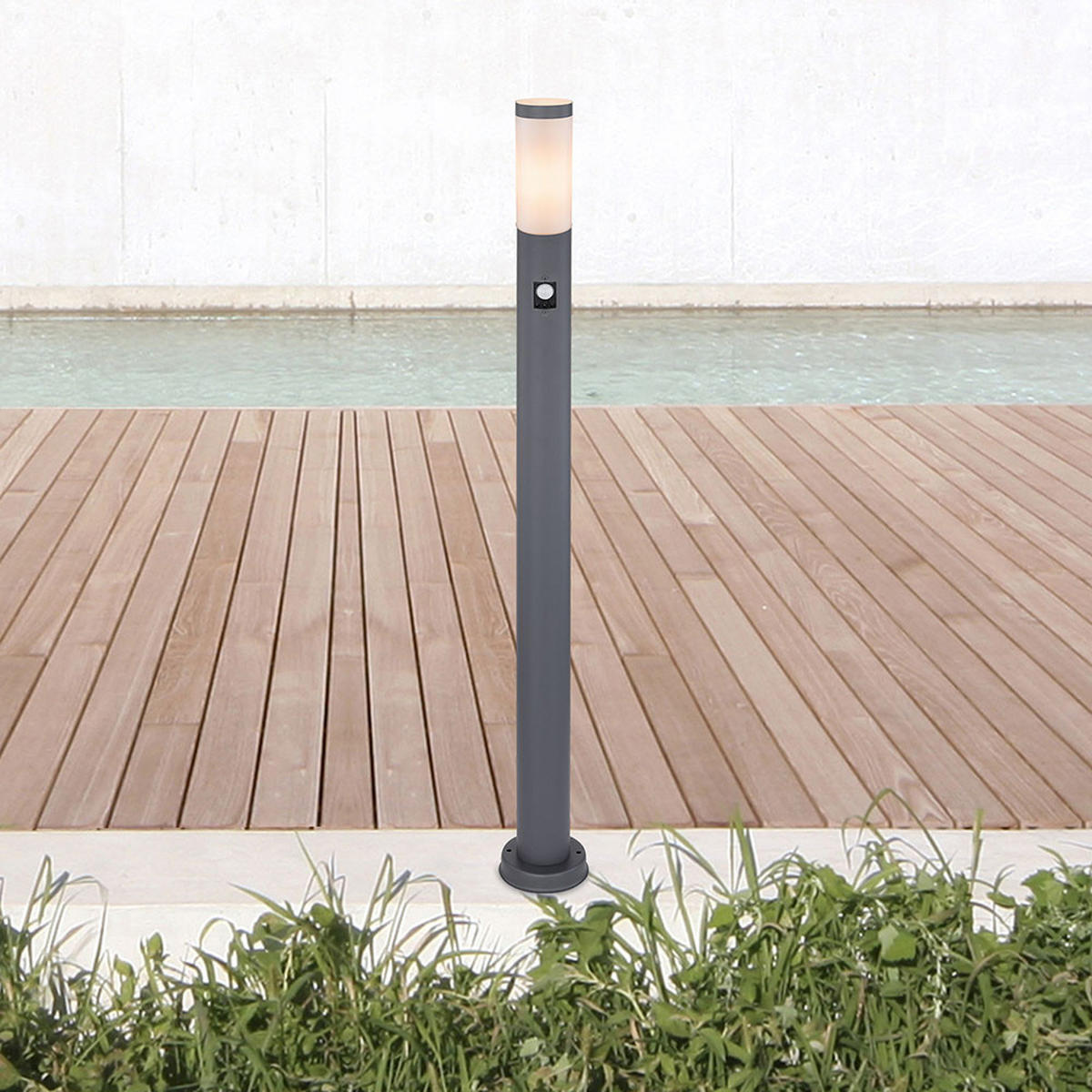 LED STEHLAMPE Edelstahl Anthrazit - Anthrazit, Metall (12.7/12.7/110cm)