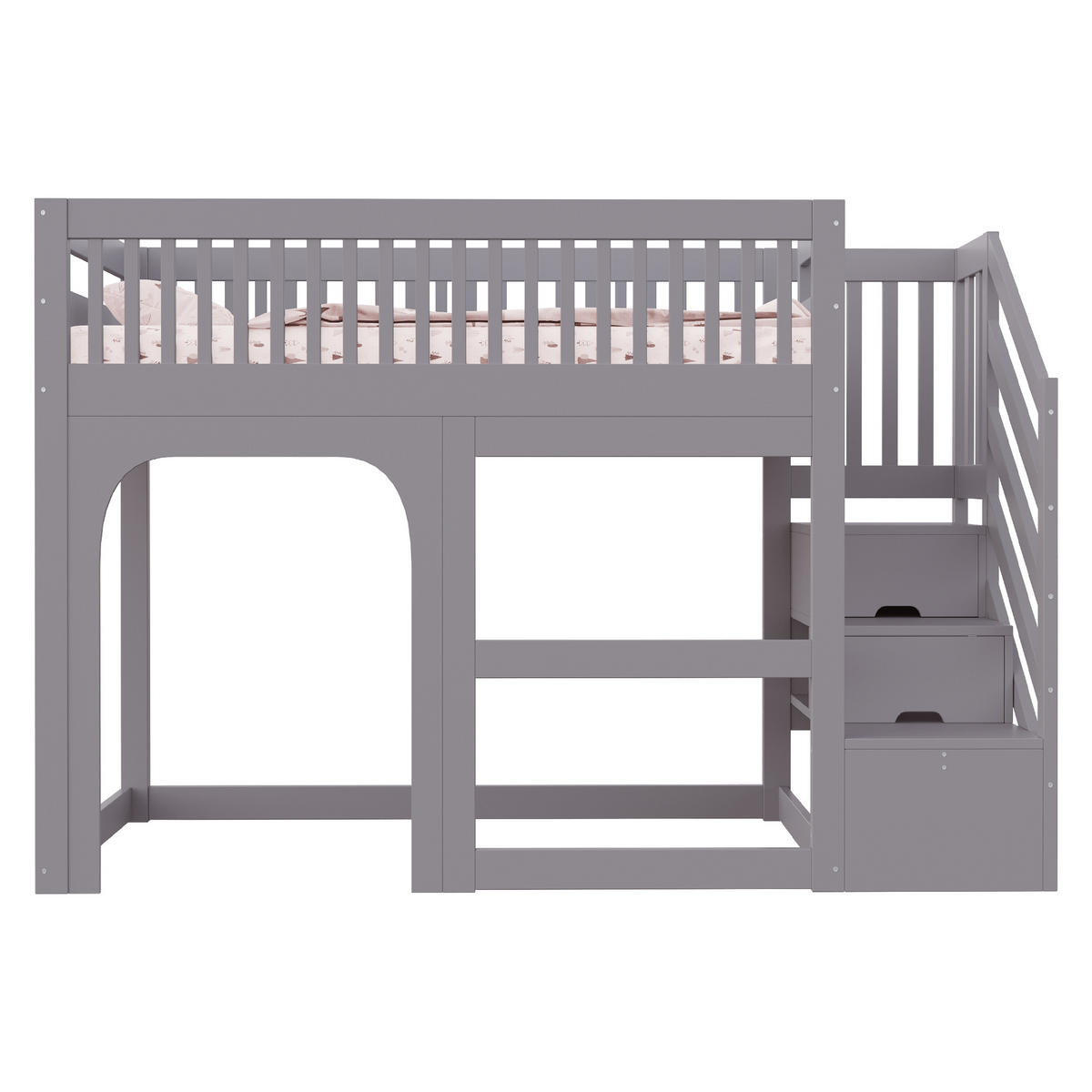 HOCHBETT 90/200 cm mit Stauraum und LED, DE-41584, in Grau - Grau, Holzwerkstoff (90/200cm) - ComfortXL