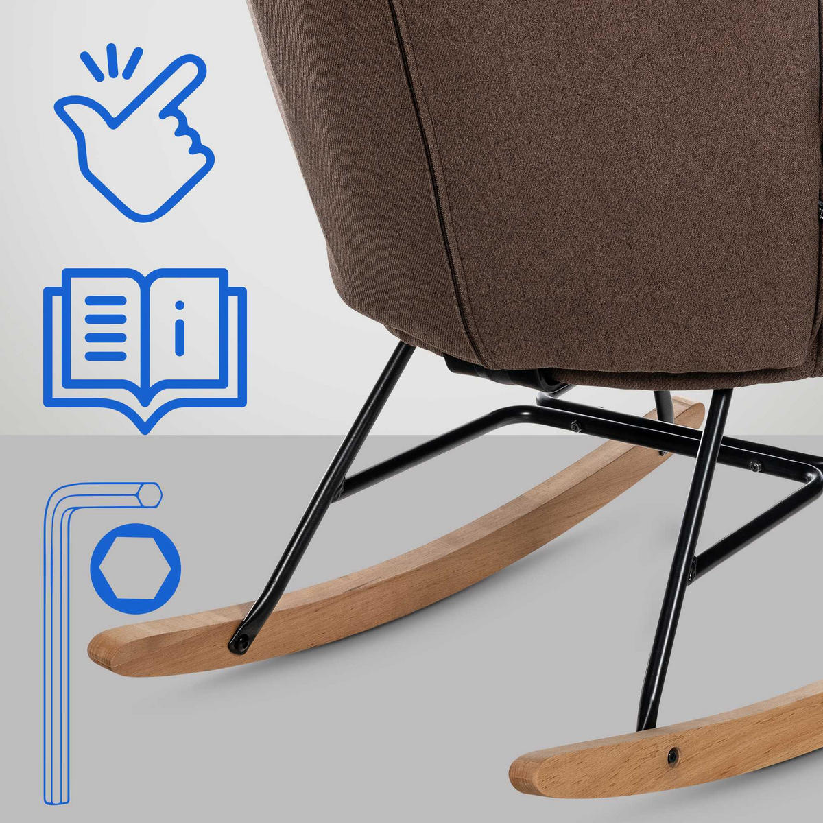 SCHAUKELSTUHL Stoff braun - Braun, Textil/Metall (71/98/88cm) - CLP