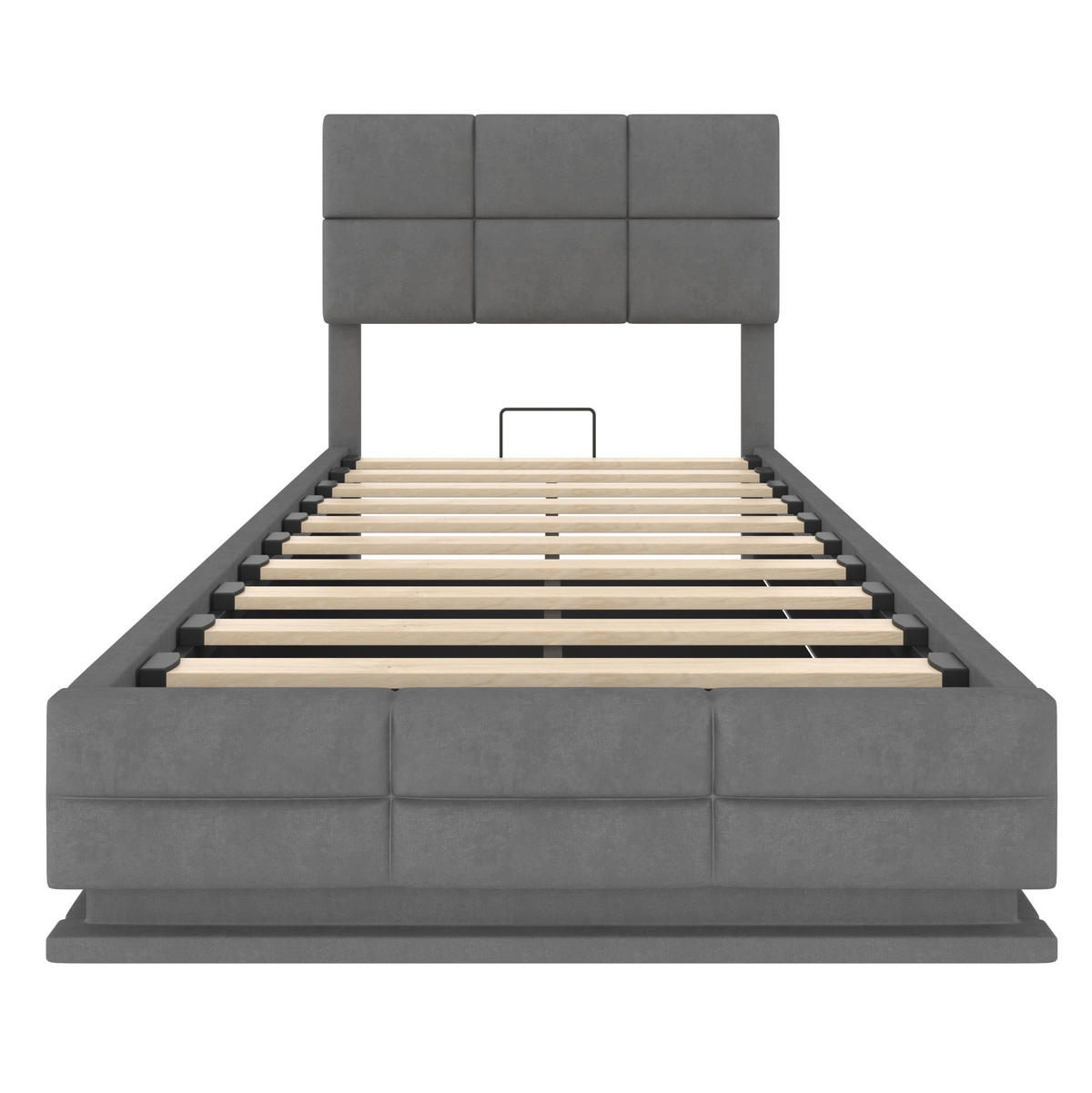 BETT mit Stauraum und LED 90x200 cm Samt Dunkelgrau - Dunkelgrau, Metall (90/200cm) - Meubliv