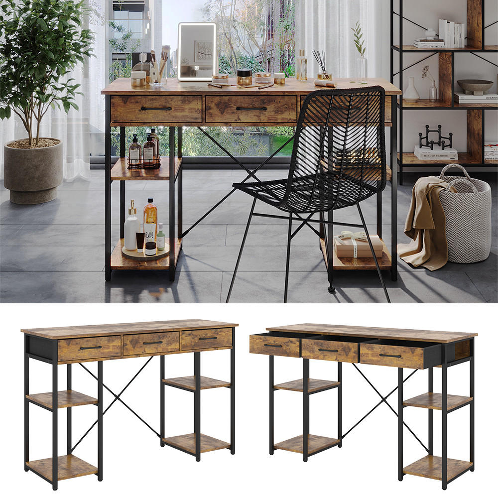 SCHMINKTISCH Chino Eiche rustikal 120 cm mit Schubladen - Wildeiche, Holzwerkstoff (40/120/78cm) - Vicco
