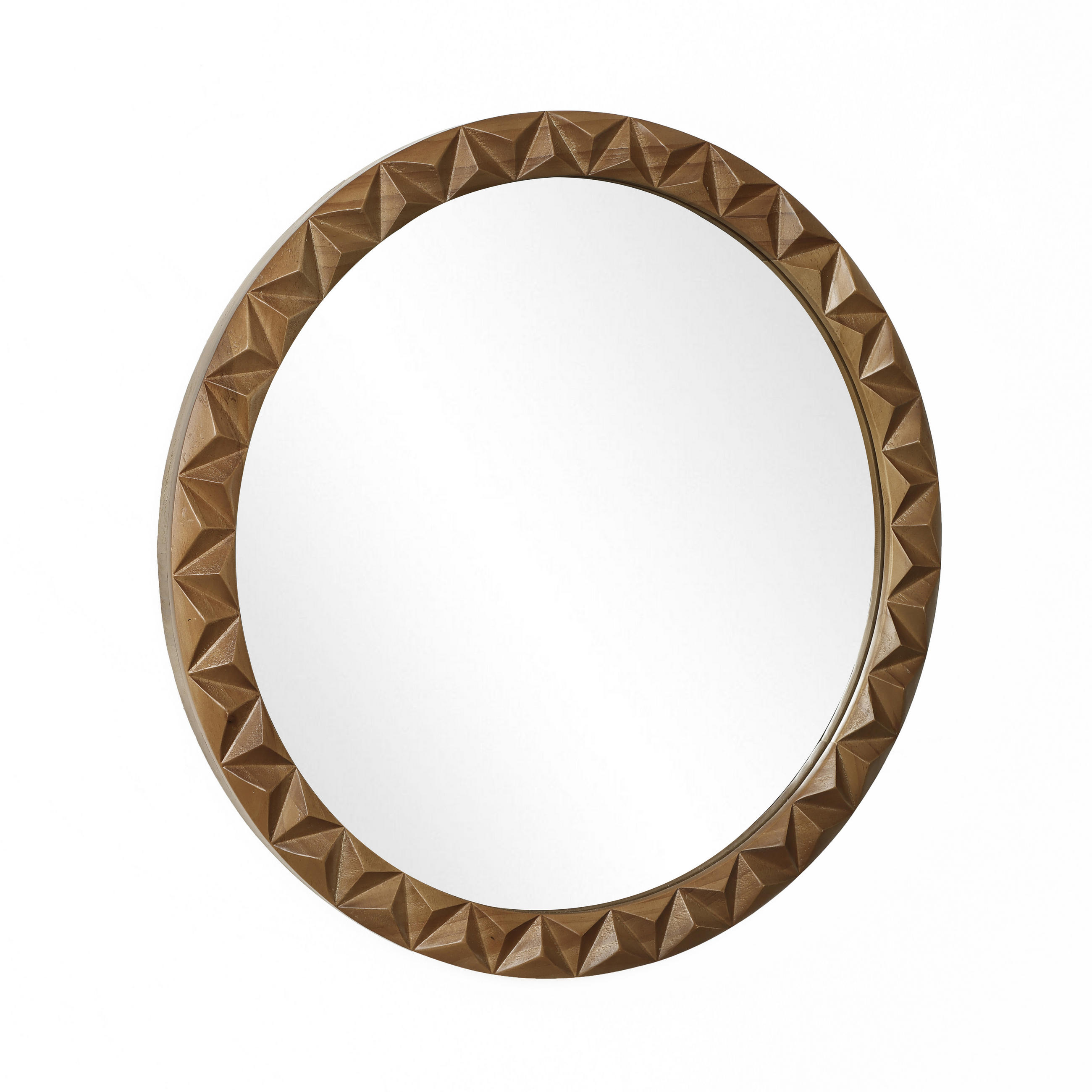 52CM H Runder Wandspiegel mit Kiefernholzrahmen, Geeignet für Badezimmer, Wohnzimmer und Schlafzimmer - Dunkelbraun, Glas/Holz (52/3.5/52cm) - Hometopia