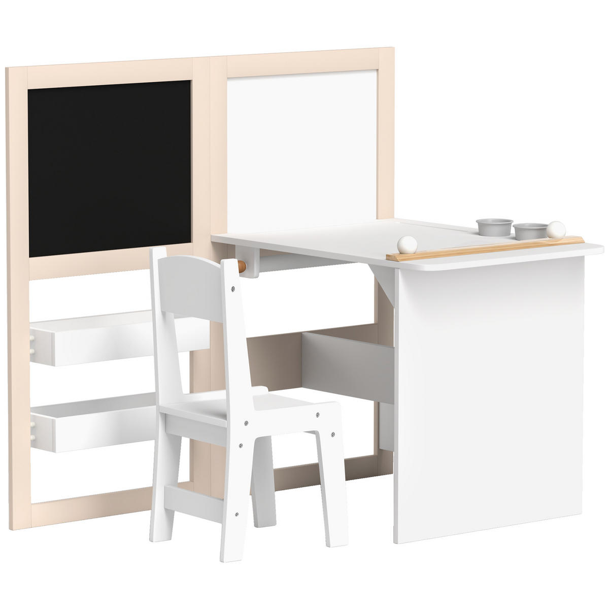 KINDERSITZGRUPPE DE-17521 3-in-1 mit Staffelei Weiß - Weiß, Holzwerkstoff (111.5/102.4/81.5cm) - ComfortXL