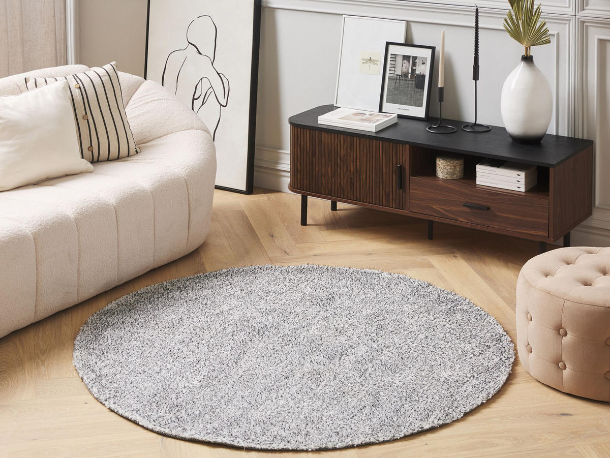 SHAGGY-TEPPICH Demre 140/140 cm - Schwarz, Kunststoff (140/140cm) - Beliani