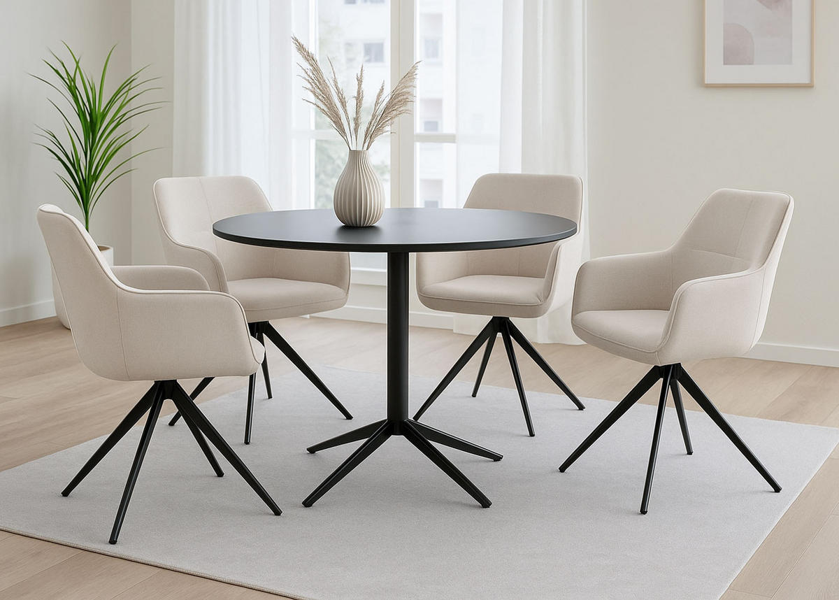 JÍDELNÍ ŽIDLE Černá, krémově bílá, sada 2 ks - bílá/černá, textil (53/80/59cm) - MCW