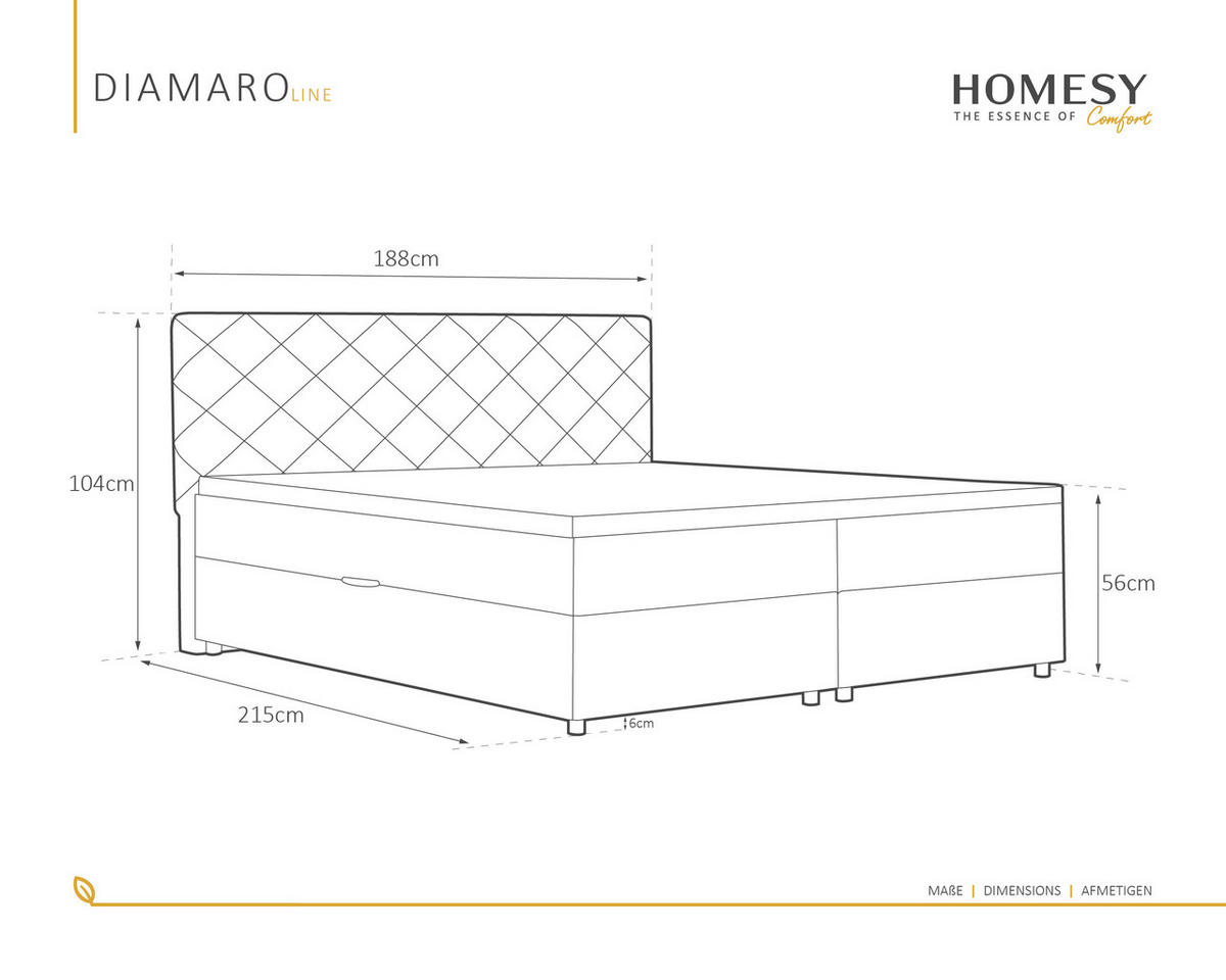 BOXBETT Diamaro 180x200 cm mit Bettkasten und Topper - Dunkelbeige - Beige, Holz (180/200cm) - Homesy