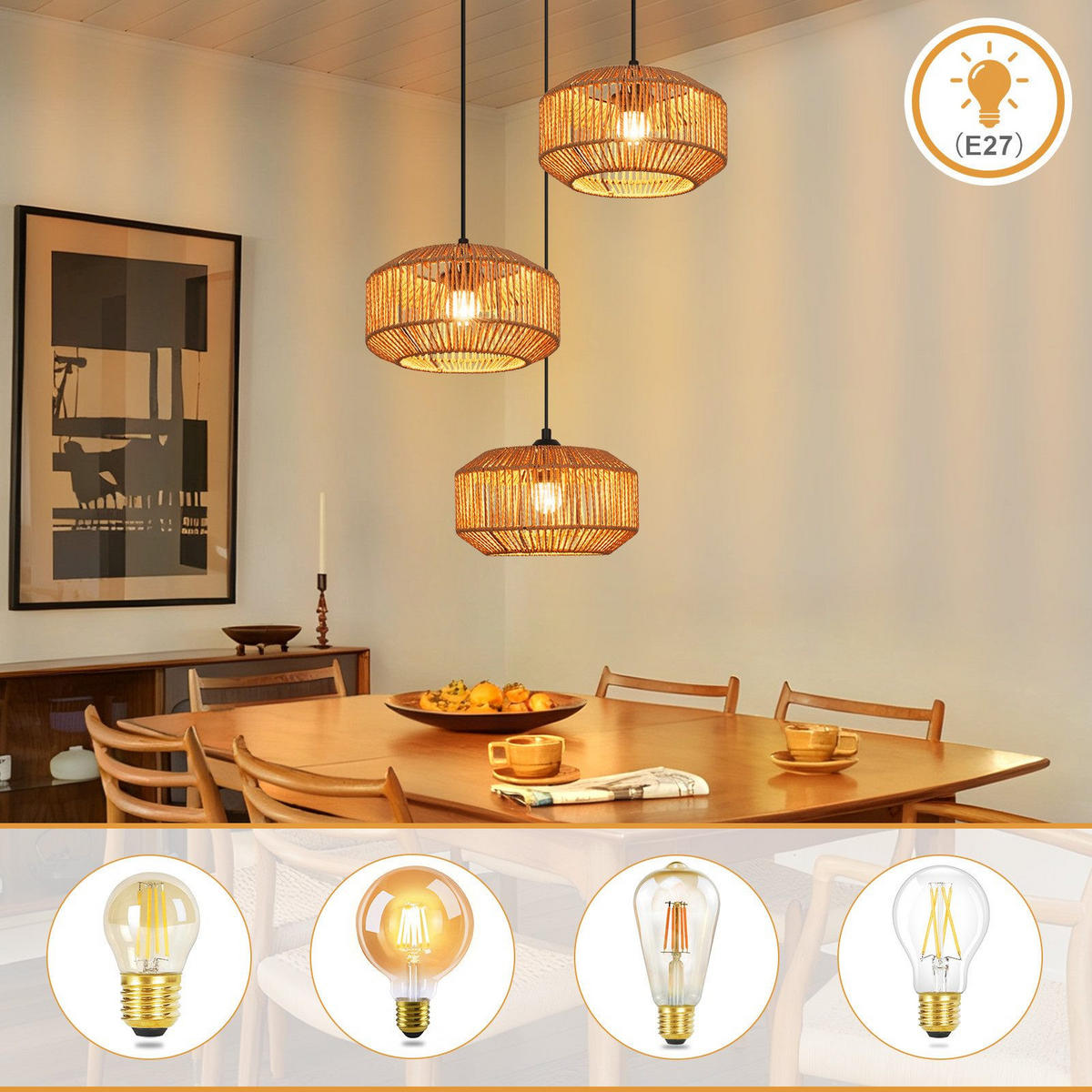 PENDELLEUCHTE BEWACHEN Ⅲ 30/30/150 cm - Schwarz, Metall (30/30/150cm) - Nettlife