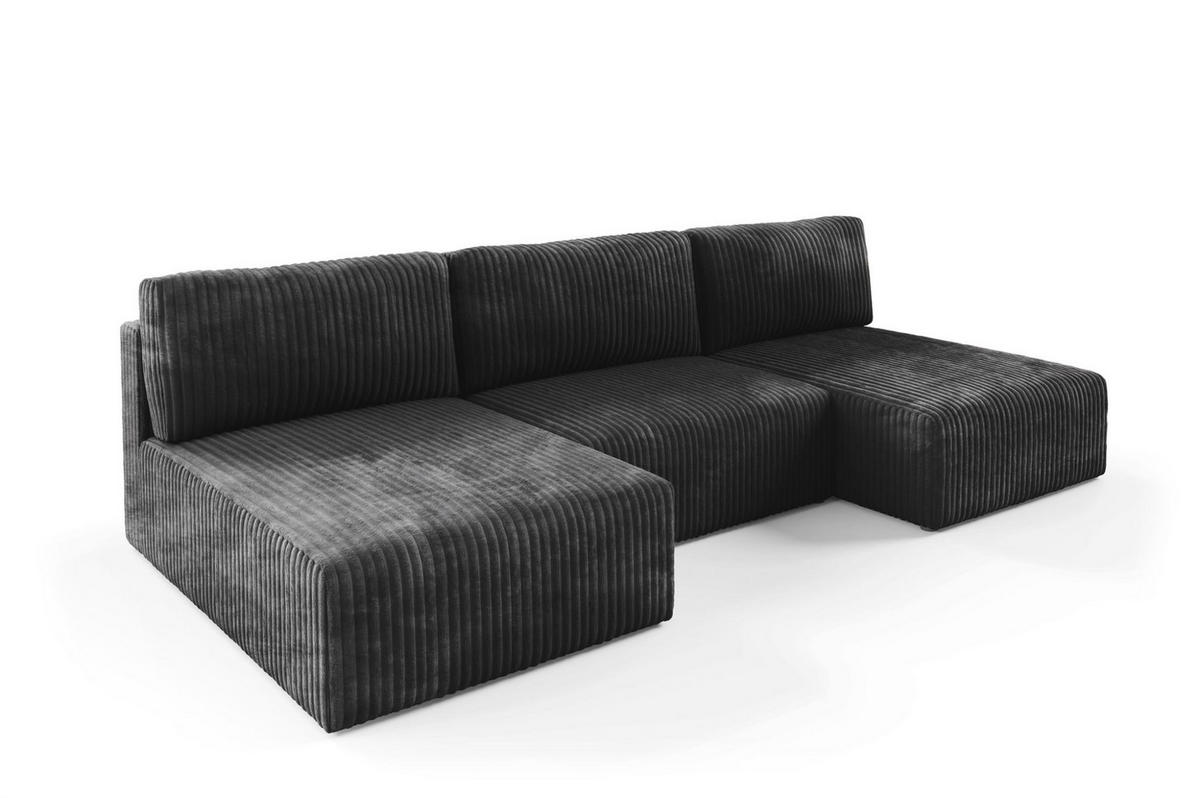 WOHNLANDSCHAFT Natalia - Schwarz, Holzwerkstoff/Textil (304/85/149cm) - Fun Möbel