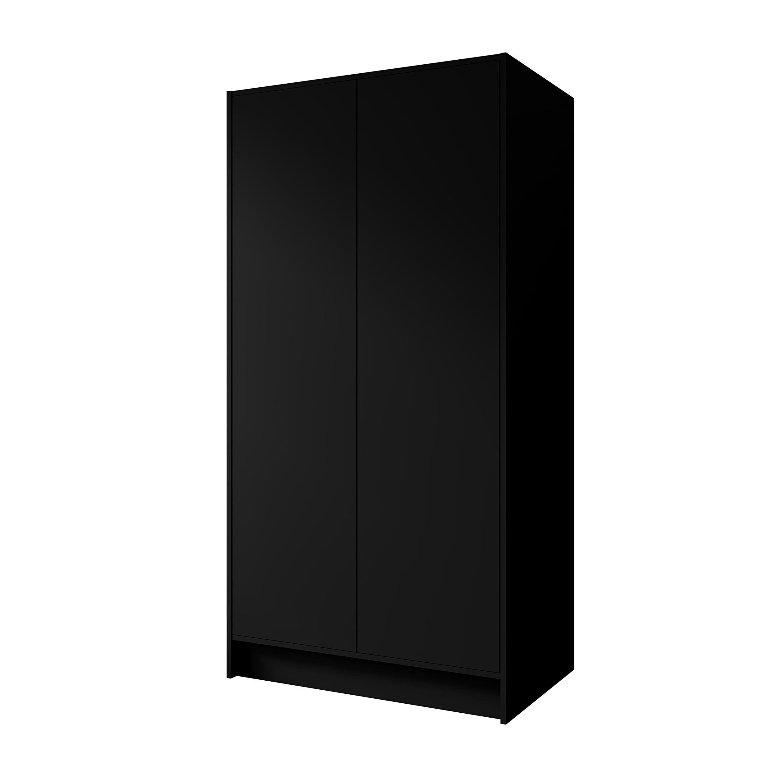 DREHTÜRENSCHRANK Gava mit zwei, glatten Türen, Schwarz - Schwarz, Holzwerkstoff (100/200/51cm) - Beautysofa