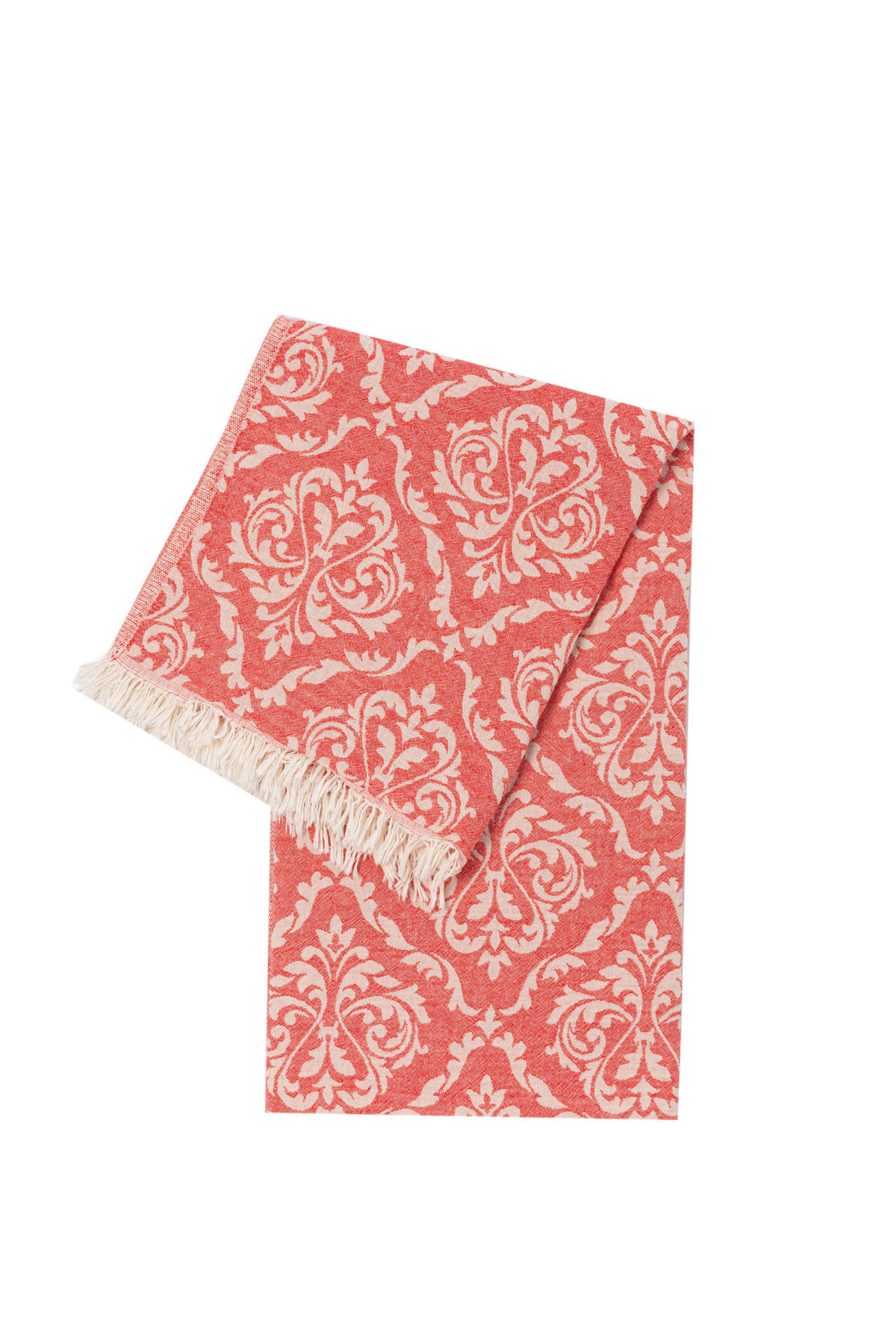 STRANDTUCH Barok style 100x180 Rot 100% Baumwolle Hamamtuch Saunatuch - Rot, Textil (100/180cm) - Villa Möbel