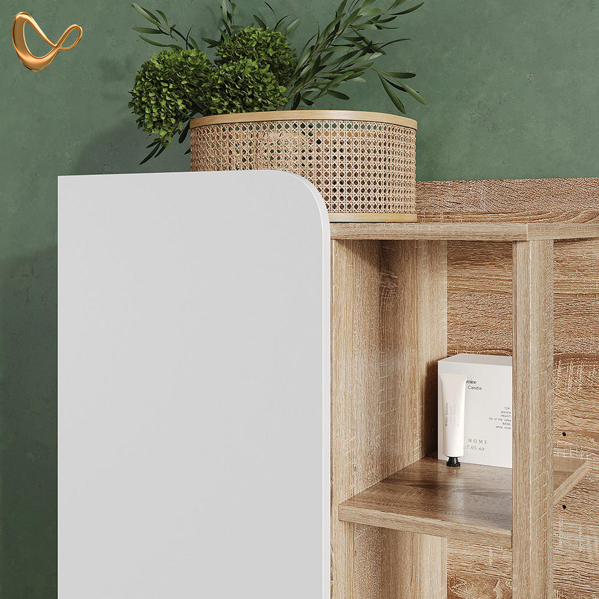 KOMPLET KOPALNIŠKEGA POHIŠTVA Marano, Sonoma/Bela, 3-delni - bela/hrast sonoma, leseni material (100/65/35cm) - Livinity®