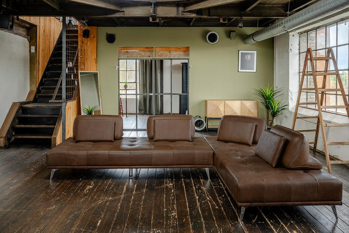 MODULSOFA WIOLO Dunkelbraun Leder - Dunkelbraun/Silberfarben, Leder/Metall (350/83/240cm) - KAWOLA