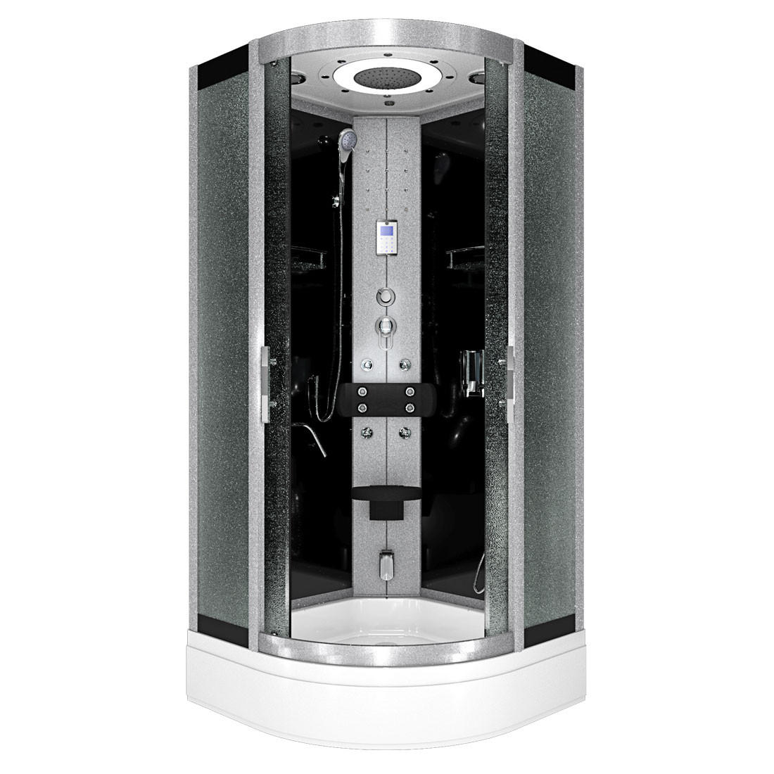 DAMPFDUSCHE Duschkabine D58-63M2 sw 100x100 - Schwarz, Glas/Kunststoff (100/100/225cm) - AcquaVapore by Sandra Jentho