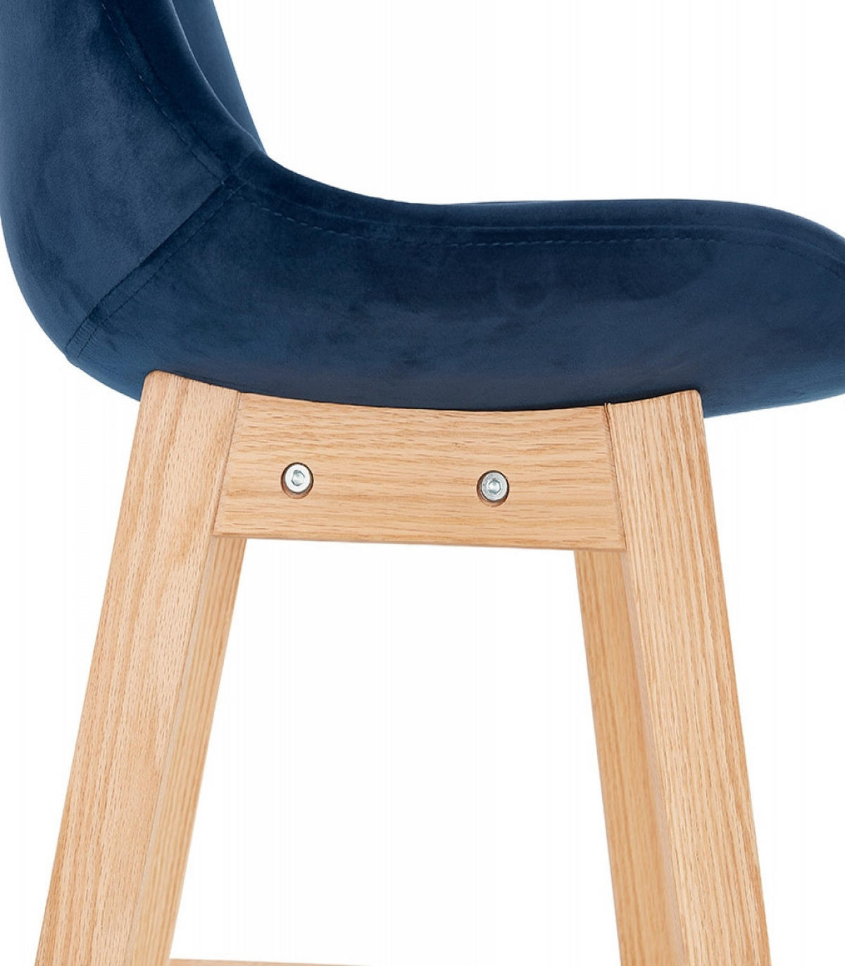 BARHOCKER mittelhoch mit Samt Sitz MORISS, Blau-Beige 48x56x103 cm - Blau/Eichefarben, Eichenholz/Holz (48/103/56cm) - KADIMA DESIGN