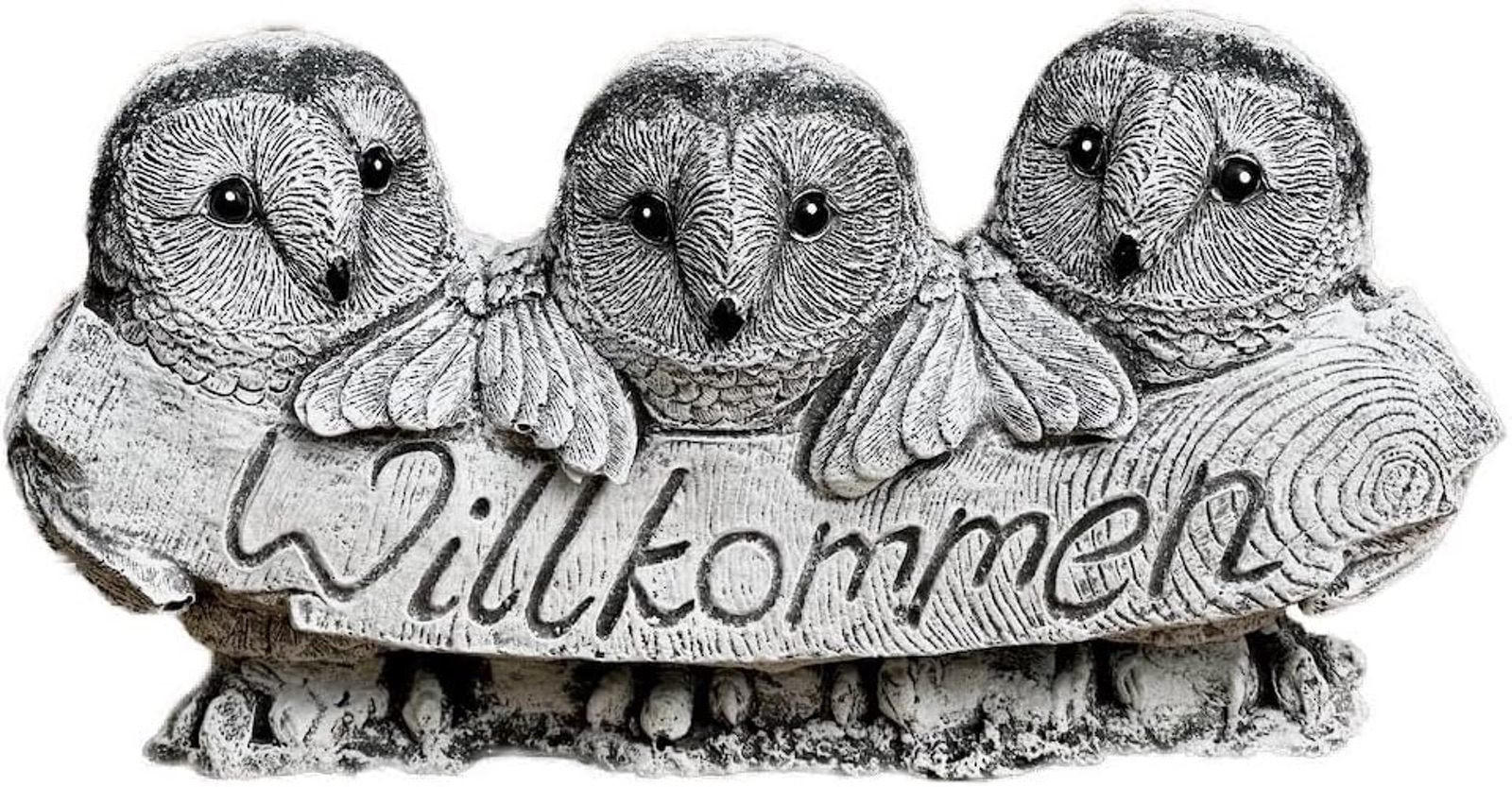 STEINFIGUR 3 Eulen Willkommen frostfest Steinguss - Grau, Stein (21/13/18cm) - stoneandstyle