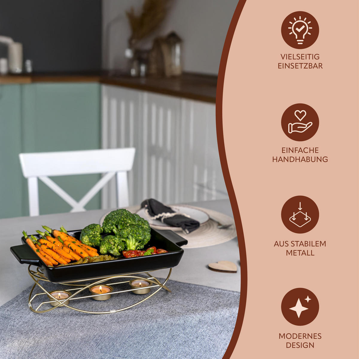 SPEISEWÄRMER, Gold - Goldfarben, Metall (30/8cm) - bremermann