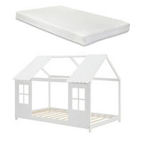 HAUSBETT Tostedt mit Matratze - Weiß, Holz/Textil (90/200cm) - [en.casa]