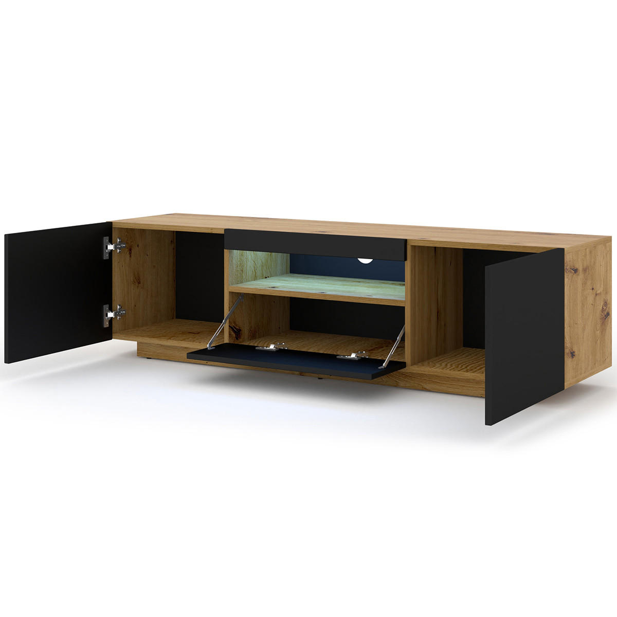 TV-MÖBEL Aurus Holz und Schwarz - Schwarz, Holzwerkstoff (150/36/37cm) - Petits-meubles