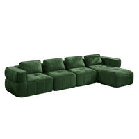 ECKSOFA 344/162/67 cm in Grün aus Polyester mit Hocker - Grün, Kunststoff (162/344cm) - Flora Grace
