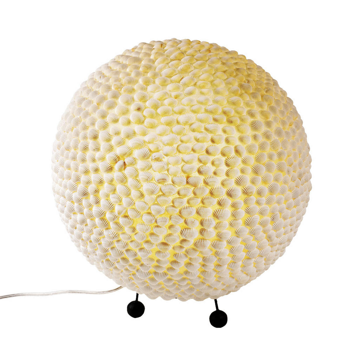 LED TISCHLEUCHTE BALI Weiß Muschelverziert - Weiß, Metall (25/25/27cm)