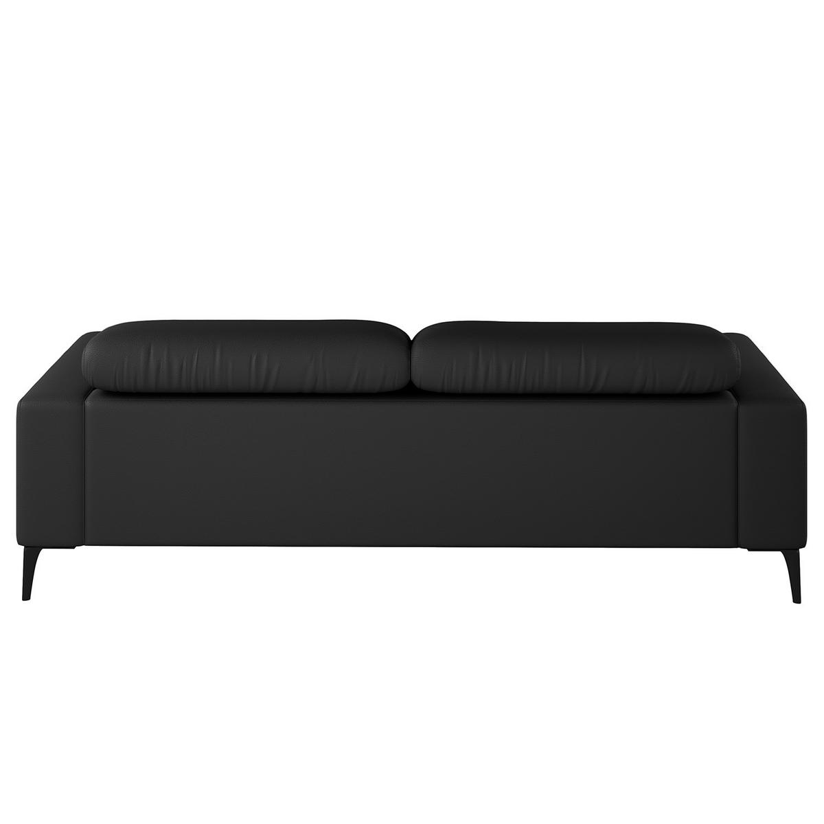 3-SITZER SOFA - Schwarz, Leder/Metall (233/73/107cm) - home24