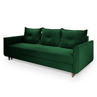 BETTSOFA NAPOL Grün Plüsch-Stoff mit Schlaffunktion - Grün, Textil (220/93/87cm) - MASSENO