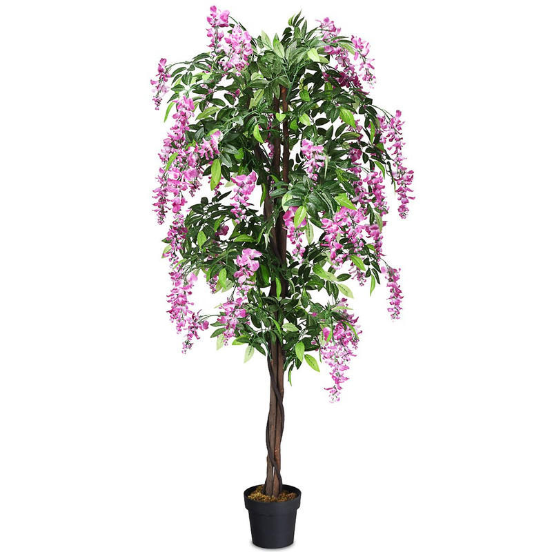 KUNSTBAUM mit Blüten lila - Lila, Kunststoff (180cm) - COSTWAY