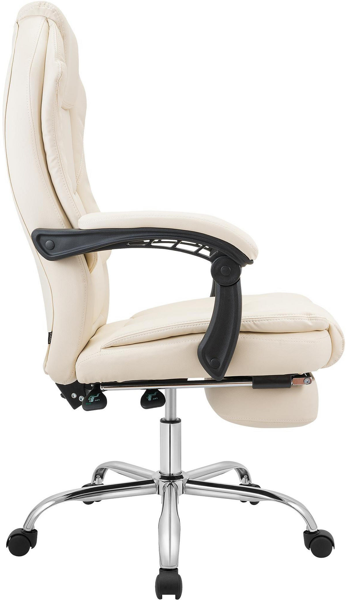 CHEFSESSEL Lederlook Creme - Chromfarben/Creme, Textil/Metall (67/114/64cm) - CLP