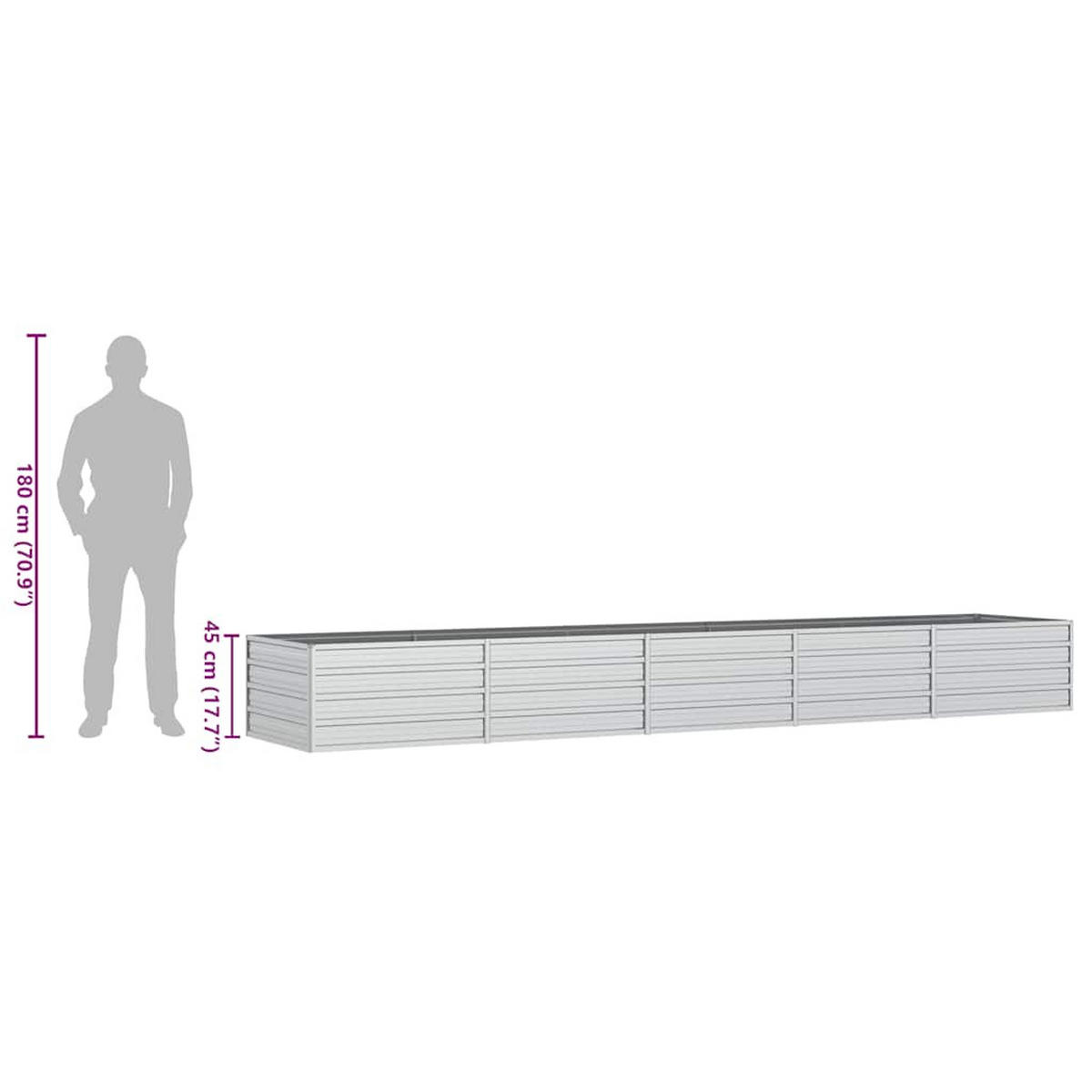 HOCHBEET 400/80/45 cm, aus Verzinkter Stahl, Silber - Silberfarben, Metall (80/45/400cm) - vidaXL