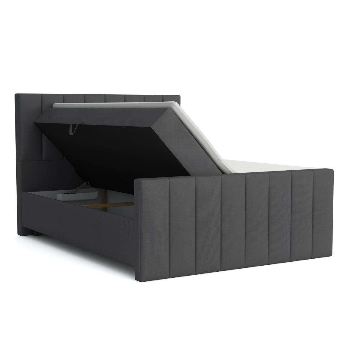 BOXBETT FEN 200/200 Webstoff Schwarz mit Bonell-Federkernmatratzen H3 - Schwarz, Holz/Holzwerkstoff (200/200cm) - Deine Möbel 24