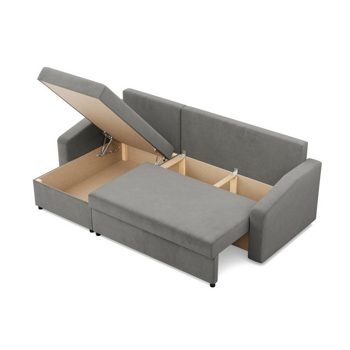 ECKSOFA Neo mit abgeschrägter Armlehnen hellgrau - Hellgrau, Textil (231/140cm) - SIMKAM Furniture