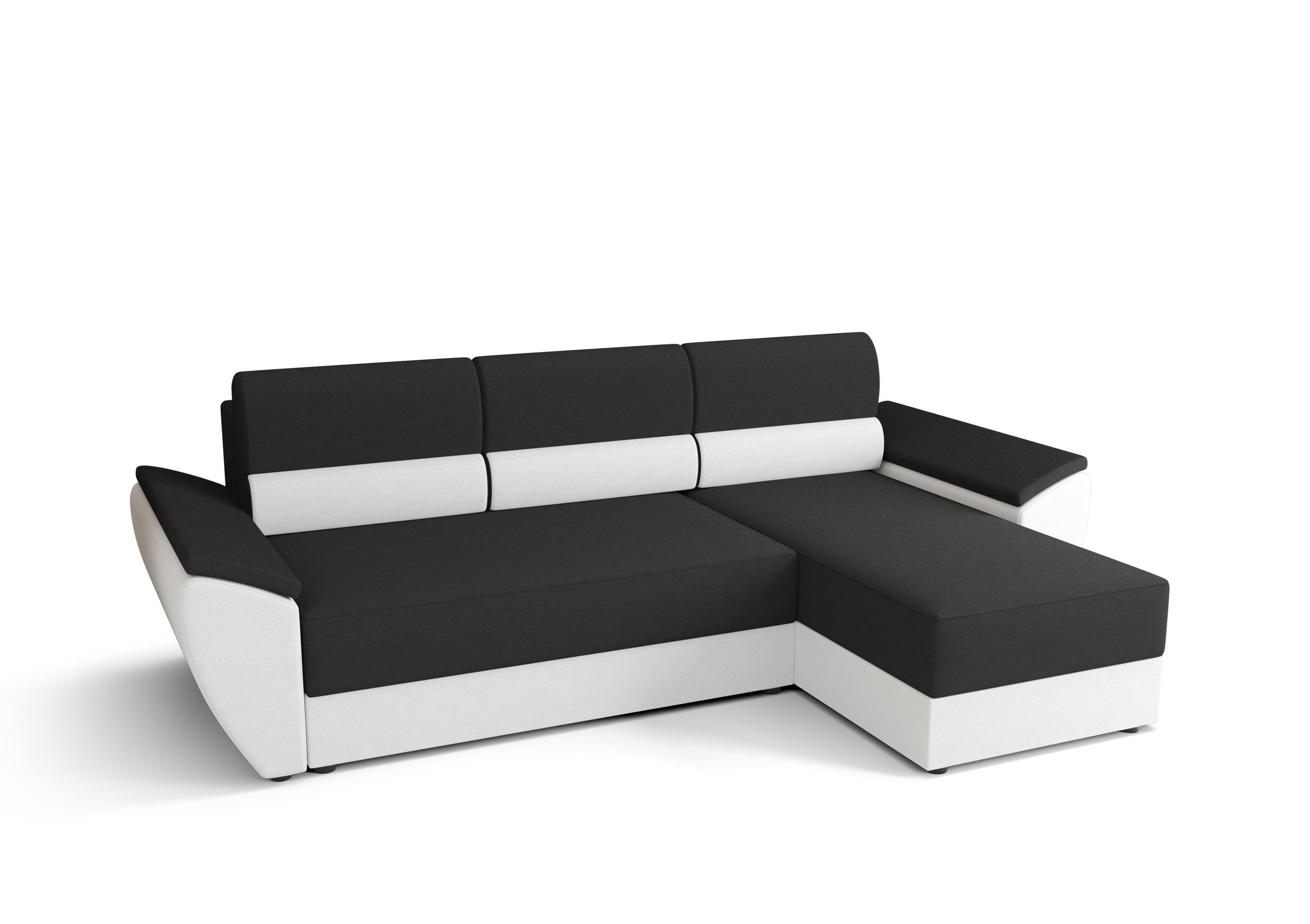 ECKSOFA L REBI L2 Rainbow 27/31 Rechts mit Schlaffunktion, Grau/Weiß, L-Form - Weiß/Grau, Textil (251/140cm)