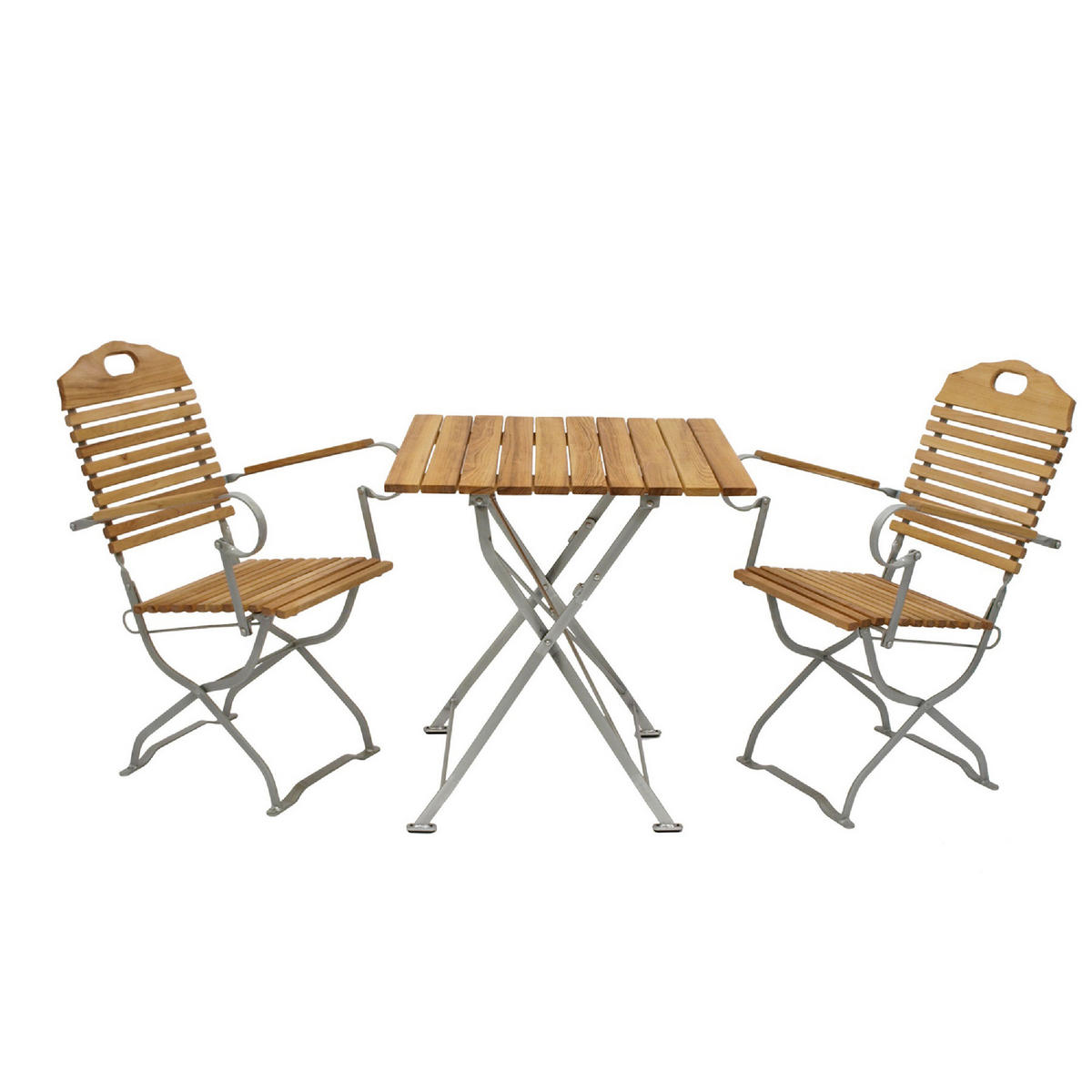 SITZGRUPPE Bad Belzig 3-teilig, Gartenset für 2 Personen - GartenSitzgruppe - Flachstahl - Robinienholz verzinkt - Grau, Holz - TPFGarden